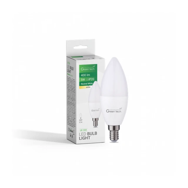 LED SIJALICA E14 5W 4000K C37 IP20 Sanan chip GREEN TECH