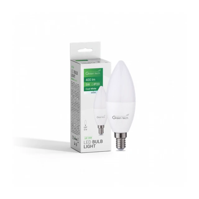 LED SIJALICA E14 5W 6000K C37 IP20 Sanan chip GREEN TECH
