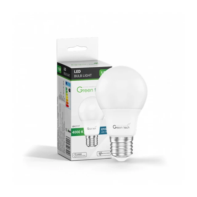 LED SIJALICA E27 15W 4000K 1500lm A60 IP40 Epistar chip GREEN TECH