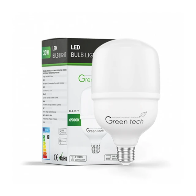 LED SIJALICA E27 30W 6500K 2400lm T100 IP40 Epistar chip GREEN TECH