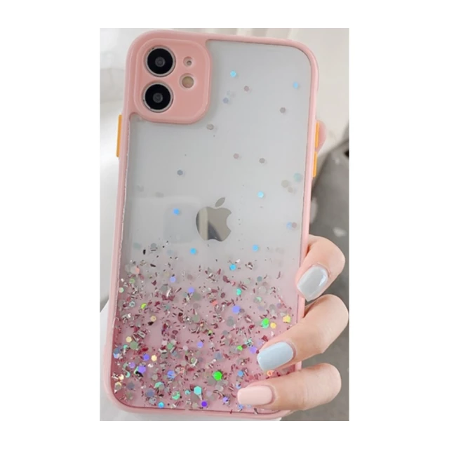 MCTK6-IPHONE 12 * Furtrola 3D Sparkling star silicone Pink (139)