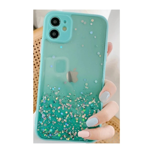 MCTK6-IPHONE 12 * Furtrola 3D Sparkling star silicone Turquoise (139)