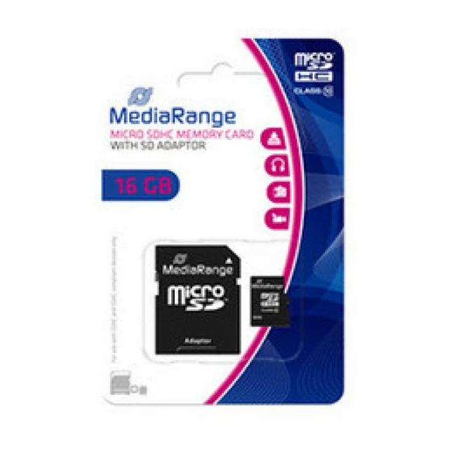 MEM. KARTICA microSDHC 16GB MEDIARANGE + SD adapter C10 MR958