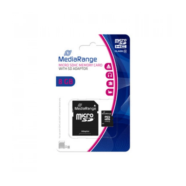 MEM. KARTICA microSDHC 8GB MEDIARANGE + SD adapter C10 MR957