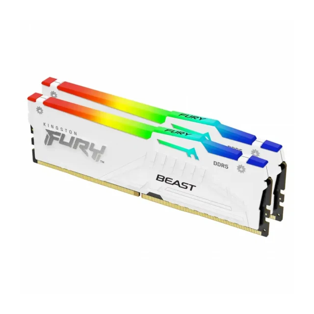 Memorija DDR5 32GB (2x16GB) 5600MHz Kingston Fury Beast RGB XMP KF556C40BWAK2-32 White