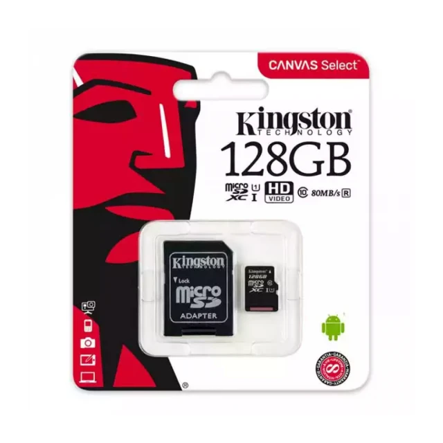 Micro SD Card 128GB Kingston + Adapter Class 10 SDCS2/128GB