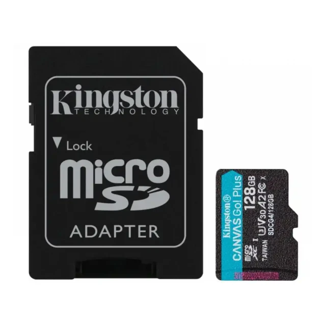 Micro SD Card 128GB Kingston+SD adapter SDCG4/128GB -  200/160 MB/s