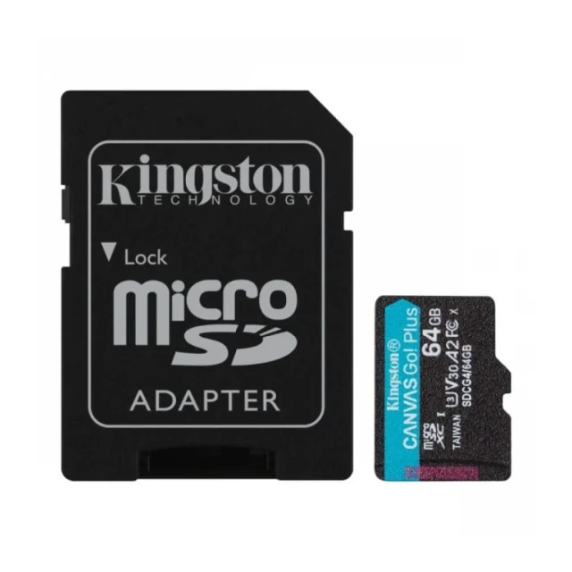 Micro SD Card 64GB Kingston+SD adapter SDCG4/64GB -  200/160 MB/s