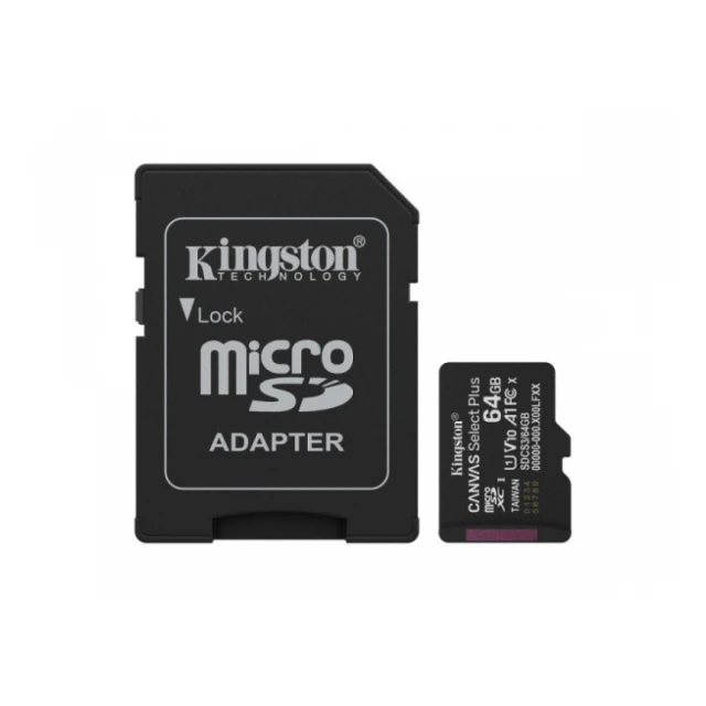 Micro SD Kingston 64GB Canvas Select Plus SDCS3/64GB + adapter