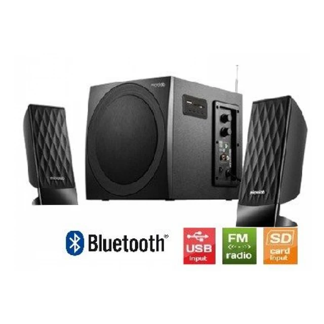 Microlab M300BT * Drveni 2.1  38W RMS(14W,2x12W) SD, USB, FM, BLUETOOTH, black, 3.5mm (4999)