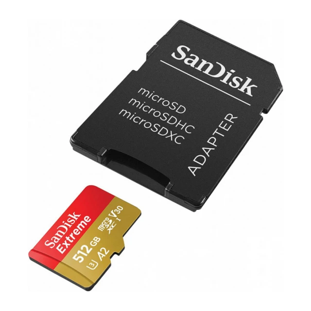 MicroSDXC SanDisk 512GB Extreme, SDSQXAV-512G-GN6MA + adapter