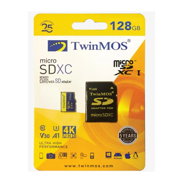 MicroSDXC TwinMOS 128GB TM128MSDXC10V30U3, UHS-3, V30