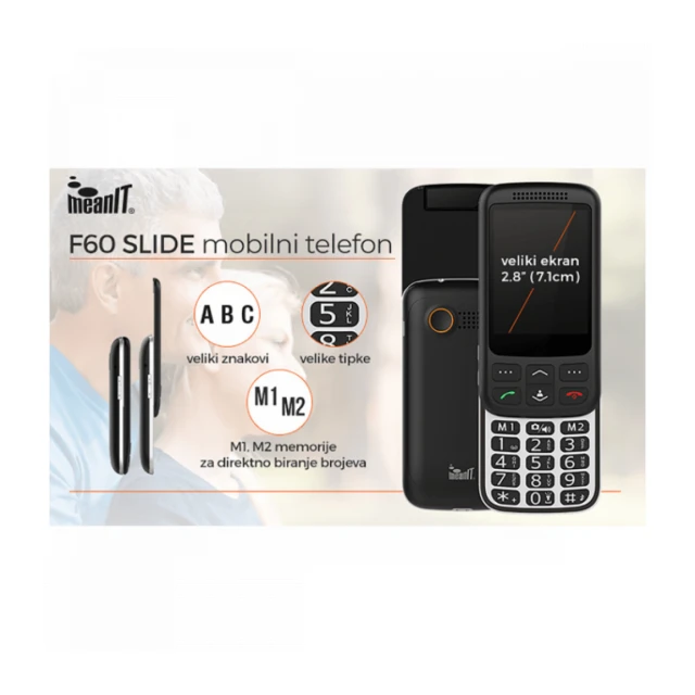 Mobilni telefon F60 SLIDE , 2.8 ekran ( 7.1 cm ), Dual SIM