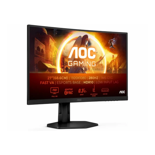 Monitor AOC C27G4ZXU 27"/VA/1920x1080/280Hz/1ms GtG/HDMIx2,DP,USB/freesync/Pivot,visina/VESA/crna