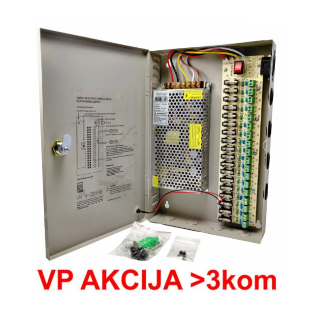 NAPRK-12V/15A-18CH ** Gembird napajanje sa kljucem, 2A/CH (2794)