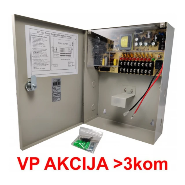 NAPRKU-12V/10A-9CH ** Gembird Napajanje u kutiji sa opcijom UPS (bez baterije) 1.5A/CH (3729)