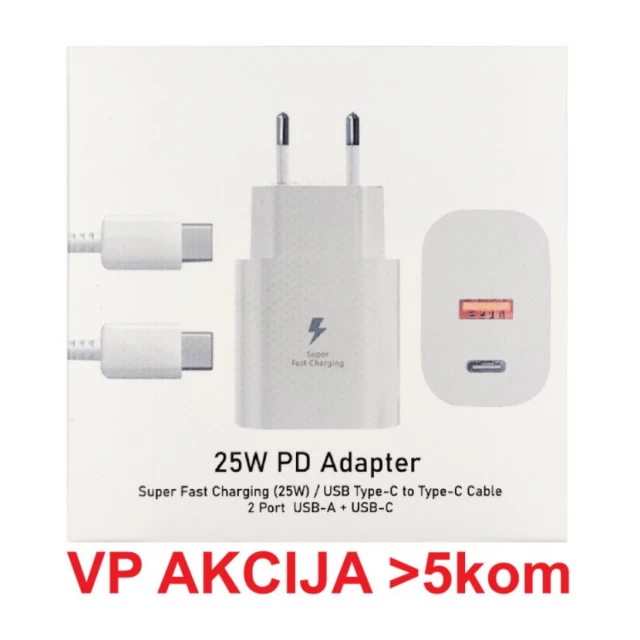 NPA-AC44 ** Gembird QC3.0 brzi punjac USB+Type C kon.+ kabl USB-C, 25W DC 5V/3A ili 9V/2,77A (679)