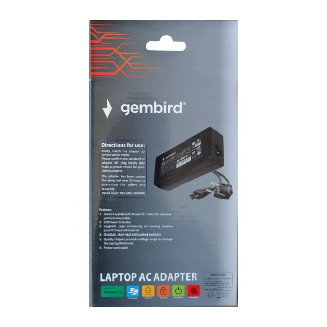 NPA65-190-3420 (AC07) ** Gembird punjac za laptop 65W-19V-3.42A, 5.5x1.7mm yellow (780 Alt=AC09)