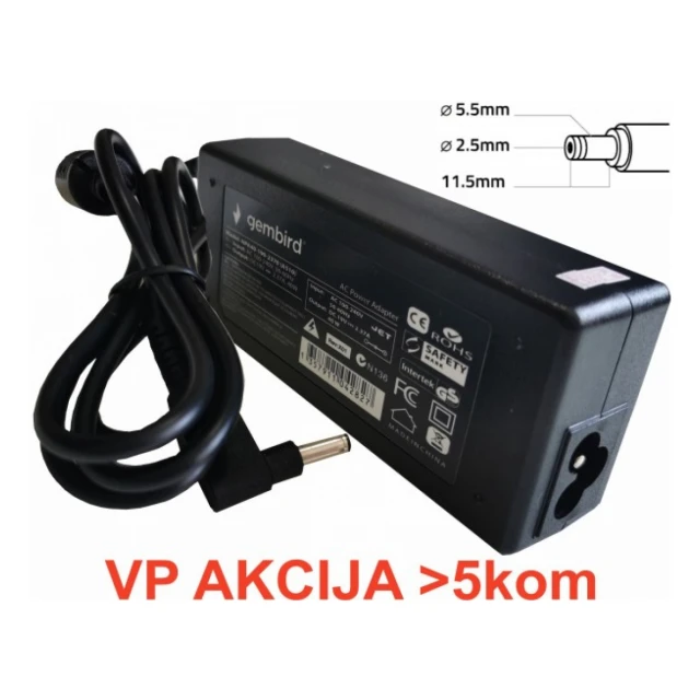 NPA65-190-3420 (AS12)** Gembird punjac za laptop 65W-19V-3.42A, 5.5x2.5mm black (780 Alt=AS16)