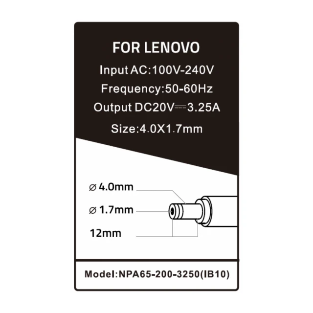 NPA65-200-3250 (IB10) ** Gembird punjac za laptop 65W-20V-3.25A, 4.0x1.7mm Yellow (780 Alt=IB09)