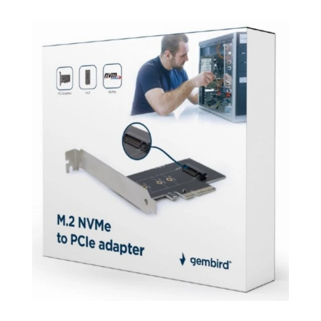 PEX-M2-01 Gembird M.2 SSD NVMe adapter PCI-Express add-on card, sa dodatnim low-profile breketom