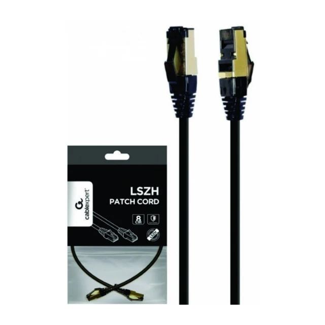 PP8-LSZHCU-BK-0.25M Gembird Mrezni kabl S/FTP Cat.8 LSZH patch cord, black 0.25m