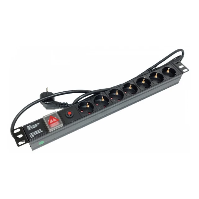 Produzni kabl sa zastitom 7 uticnica 16A, PDU 1U, aluminium sa zastitom, 2m 251