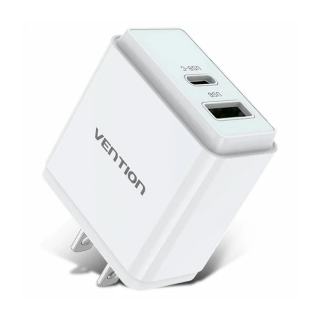 Punjac sa dva ulaza USB type A i Type-C 18/20W - Beli (US prikljucak)