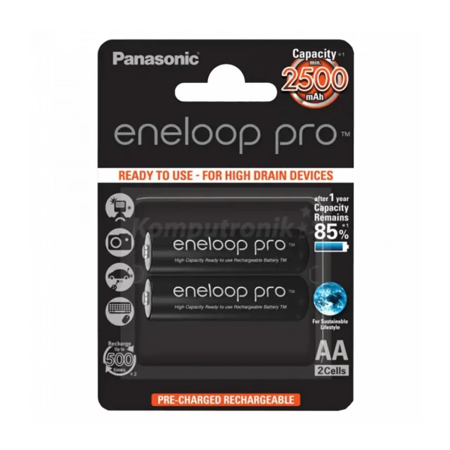 Punjiva baterija AA Panasonic eneloop pro BK-3HCDE/2BE/pak 2 kom