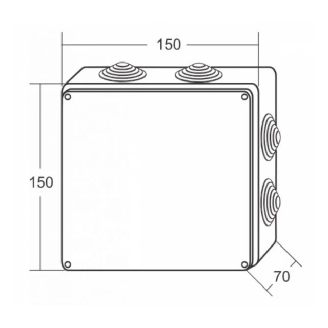 Razvodna kutija sa gumenom zaptivkom ME-K150x150x70mm (8uvodnica) IP65