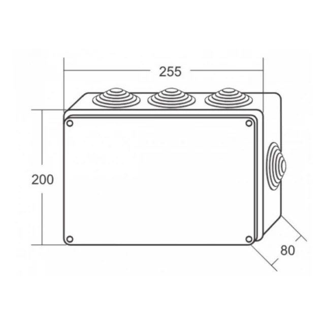 Razvodna kutija sa gumenom zaptivkom ME-K255x200x80mm (12 uvodnica) IP65