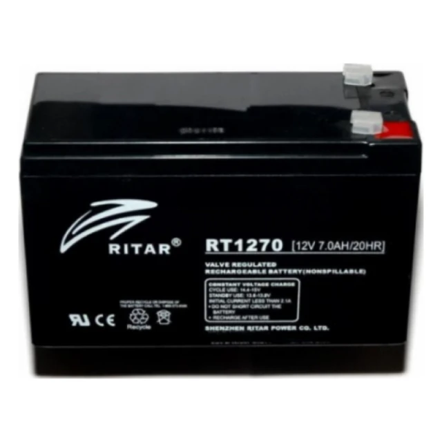 RITAR 12V-7Ah F1, RT1270 Olovna VRLA baterija, 151&#215;65&#215;99, 1.95KG, BLACK