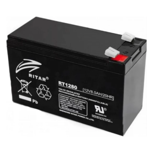 RITAR 12V-8Ah, RT1280 Olovna VRLA baterija, 151&#215;65&#215;99, 2.31KG, BLACK