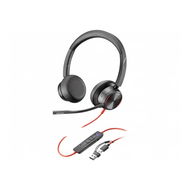 Slušalice HP Poly Blackwire 8225 Stereo MS Teams Cert USB-C Headset +USB-C/A Adapter/8X225AA/crna