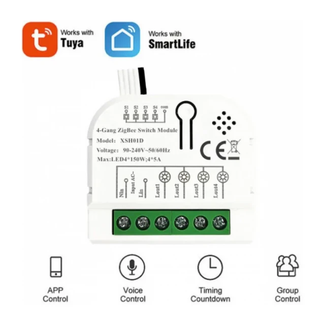 SMART-4GANG Tuya Wifi DIY Self-locking daljinski upravljac Smart Switch relejni modul DC 5V/7-32V AC