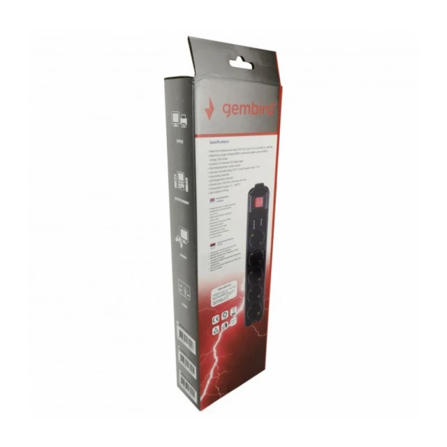 SPG5-C-6 (3G1.5) Gembird produzni kabl sa zastitom 5 uticnica 1.8m black