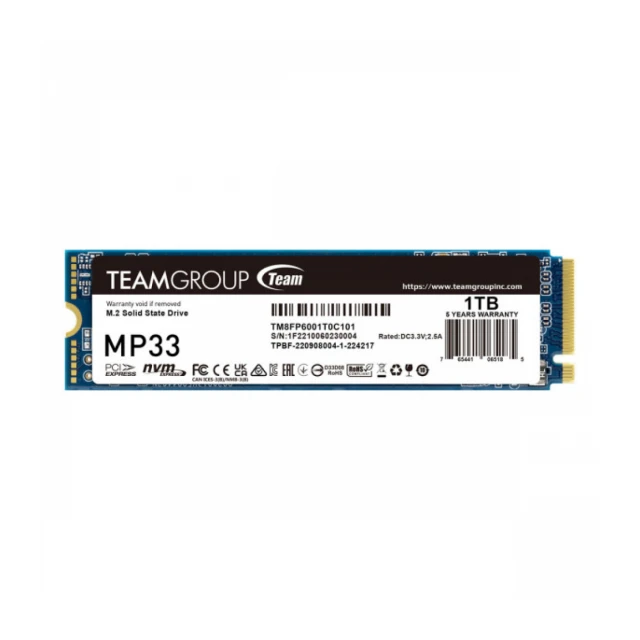 SSD M.2 NVMe TeamGroup 1TB MP33 Gen3x4 1800MBs/1500MBs TM8FP6001T0C101