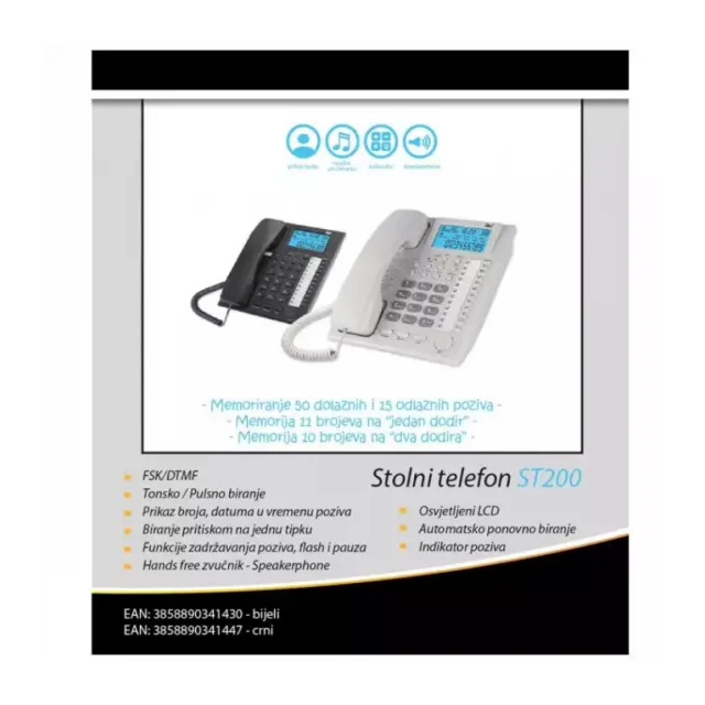 Stoni telefon MeanIt ST200 Crni