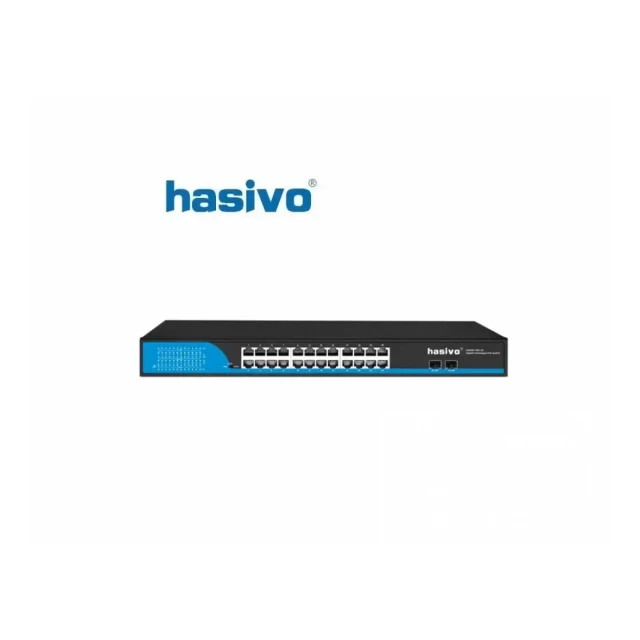 Svič 10/100/1000 24 port Hasivo S5800P-24G-2S-400W PoE++ + 2 SFP 802.3af/at/bt  port VLAN isolation