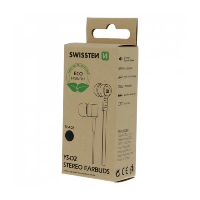 Swissten EARBUDS RAINBOW Eco Pack 3,5mm YS-D2 crna