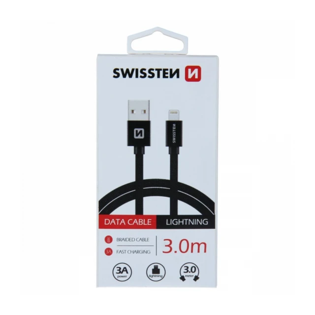 Swissten kabl USB/Lightning 3,0m crna