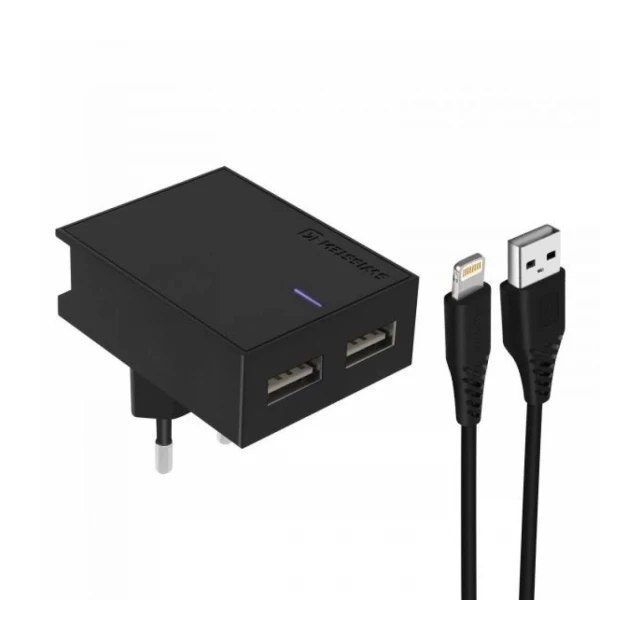 Swissten punjač 2x USB 3A + kabl Lightning 1,2m crna