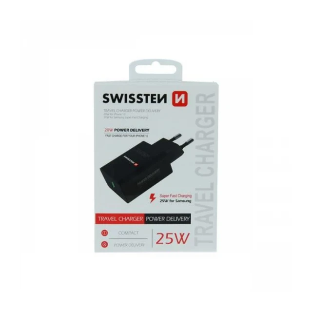 Swissten punjač PD 25W  crna