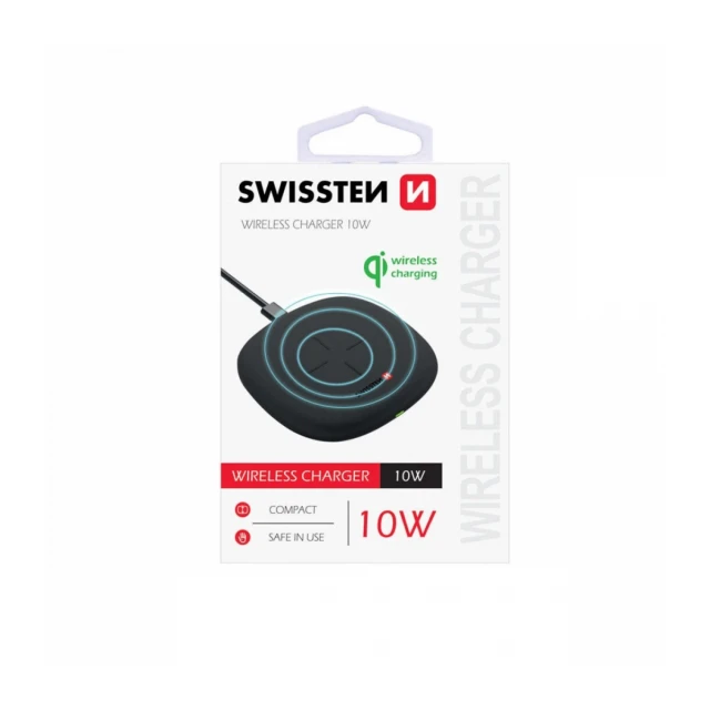 Swissten wireless punjač 10W + kabl USB-A/USB-C 1.5m crna