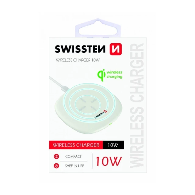 Swissten wireless punjač 10W + kabl USB-A/USB-C 1.5m bela