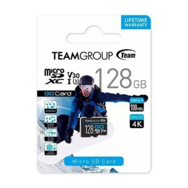 TeamGroup MICRO SDHC/SDXC 128GB GO UHS-I U3 V30, 90/50MB/s +SD Adapter TGUSDX128GU303