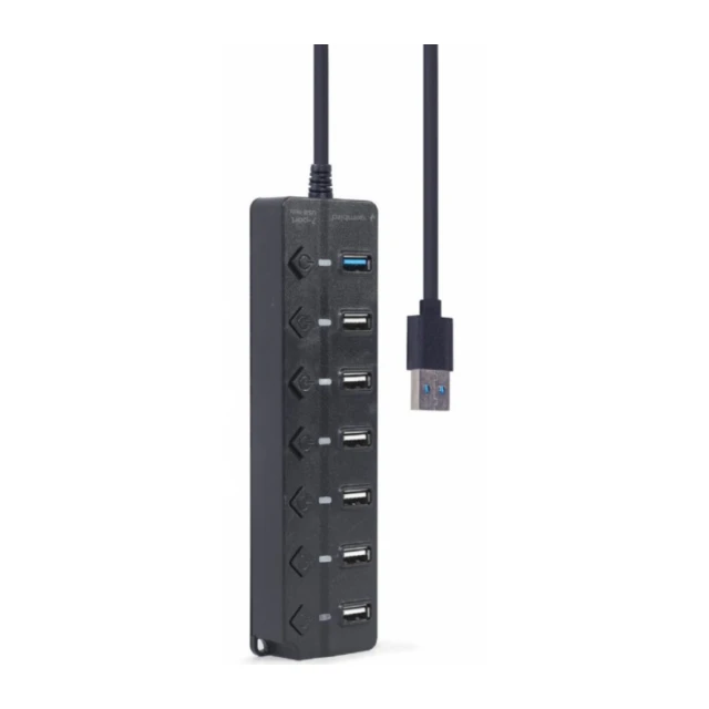 UHB-U3P1U2P6P-01 Gembird 7-port USB hub (1xUSB 3.1 + 6xUSB 2.0) with switches, black