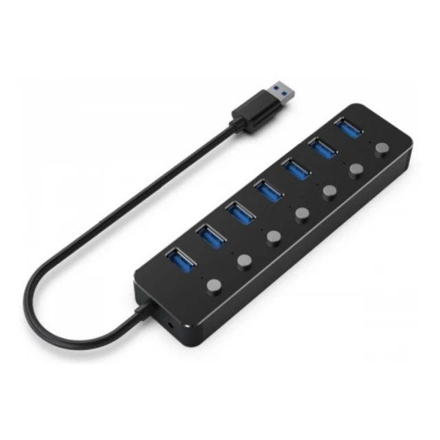 UHB-U3P7P-01 Gembird 7-port USB 3.1 (Gen 1) hub with switches, black