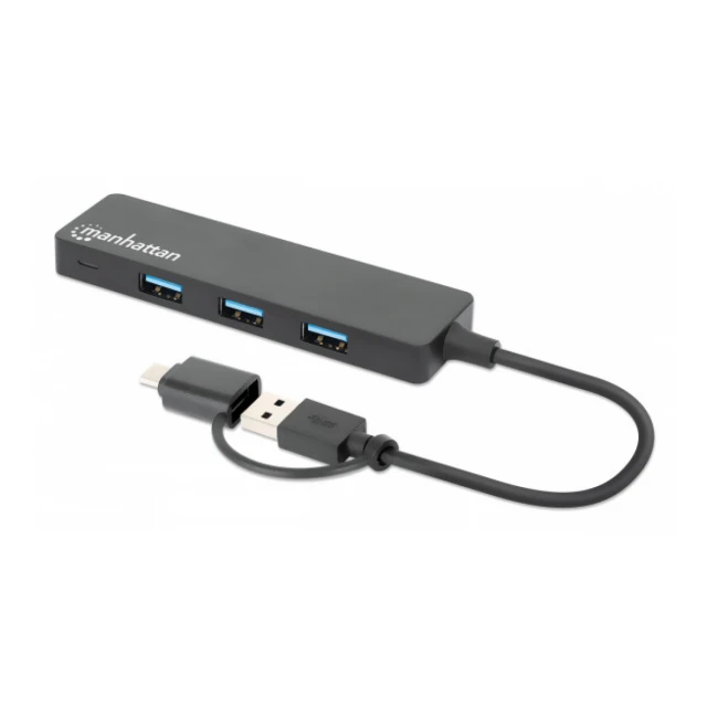 USB-C HUB 4port Manhattan 180863 3.2 G1+USB-C/5Gbps/Crni