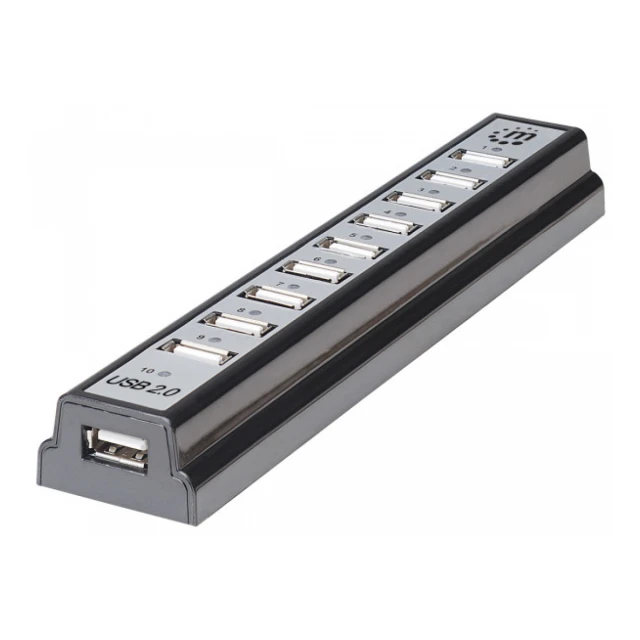 USB HUB 10port Manhattan 161572 2.0/480Mbps/Crni